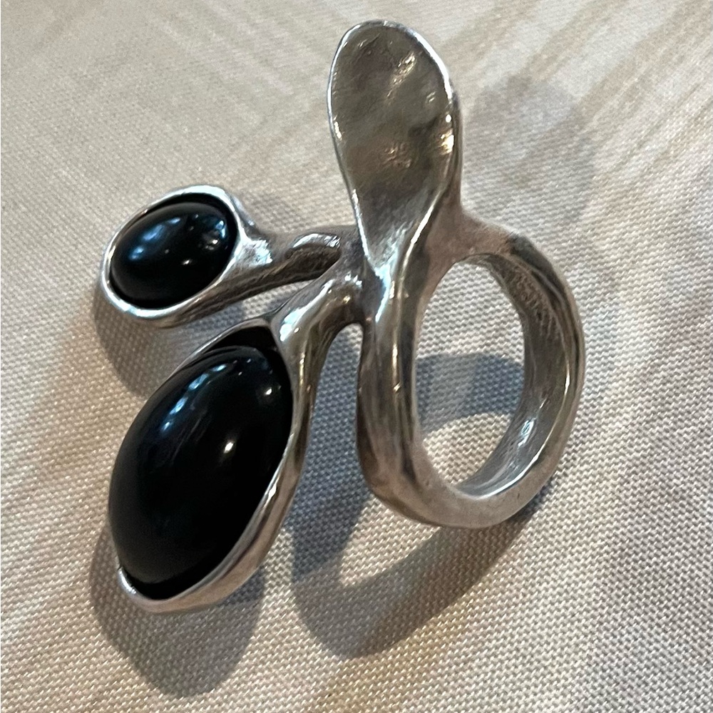 UNO de 50 Silver and Black Ring